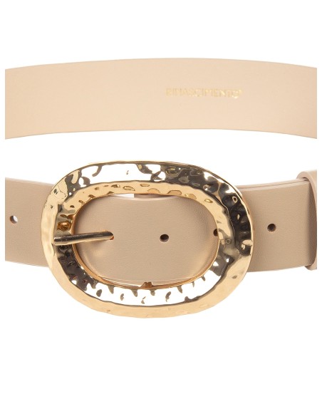 Cinto Rígido em Pele Sintética com Maxi-Fivela Martelada Rinascimento
