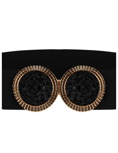 Cintura Elástica Alta Com Maxi Fivela Jóia E Micro Pedras Rinascimento