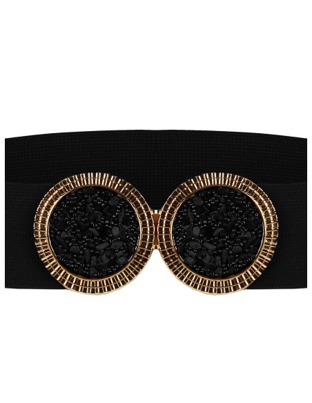 Cintura Elástica Alta Com Maxi Fivela Jóia E Micro Pedras Rinascimento