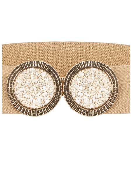 Cinto Elástico Alto Com Maxi Fivela Jóia E Micro Pedras Rinascimento