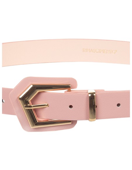 Cinto fino rígido em pele sintética com fivela geométrica Rinascimento