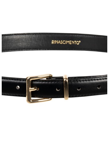 Cinto fino rígido em pele sintética com fivela quadrada Rinascimento