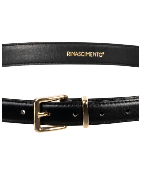 Cinto fino rígido em pele sintética com fivela quadrada Rinascimento