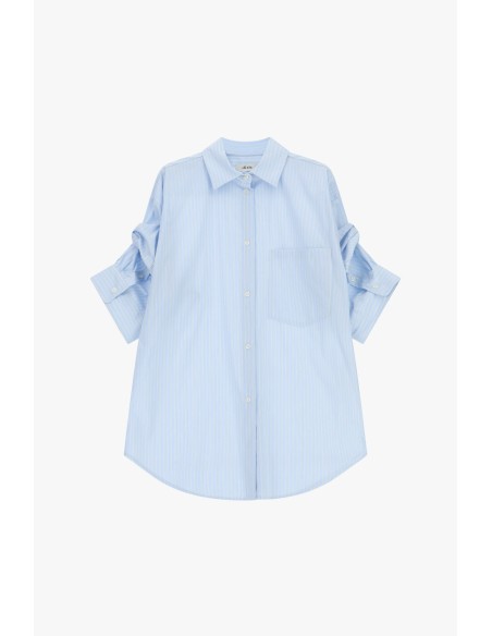 Camisa Oversize às Riscas com Bolso no Peito Dixie