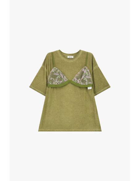T-shirt de mangas curtas com detalhes bordados Dixie