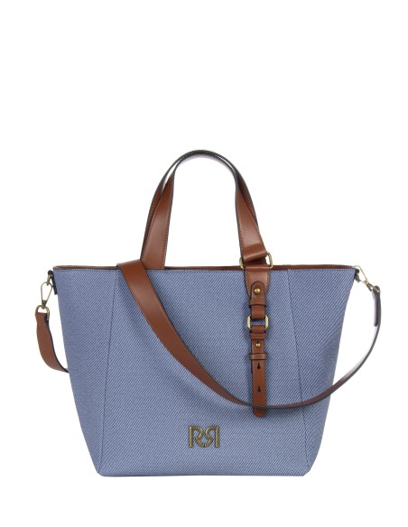 Maxi Shopper In Tela Con Rifiniture In Similpelle E Tracolla Regola...