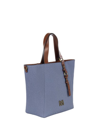 Maxi Shopper In Tela Con Rifiniture In Similpelle E Tracolla Regola...