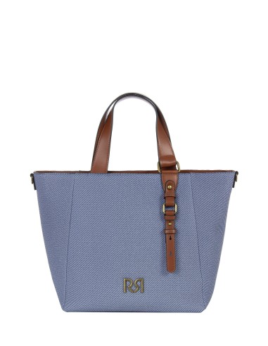 Maxi Shopper In Tela Con Rifiniture In Similpelle E Tracolla Regola...