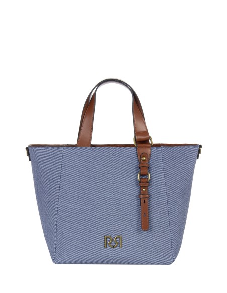 Maxi Shopper In Tela Con Rifiniture In Similpelle E Tracolla Regola...