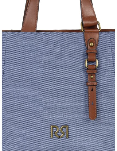 Maxi Shopper In Tela Con Rifiniture In Similpelle E Tracolla Regola...