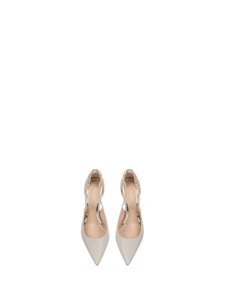 Décolleté em lamé com efeito glitter e tira ao tornozelo Rinascimento