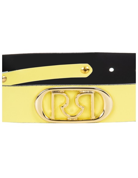 Cinto fino rígido em pele com logótipo Rr Rinascimento