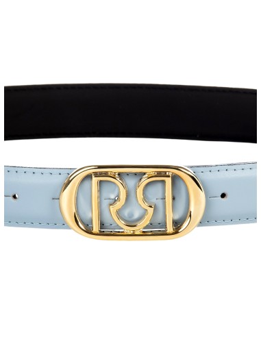 Cinto fino rígido em pele com fivela oval e logótipo RR Rinascimento