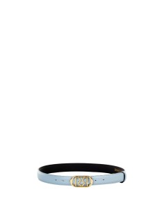 Cinto fino rígido em pele com fivela oval e logótipo Rr Rinascimento