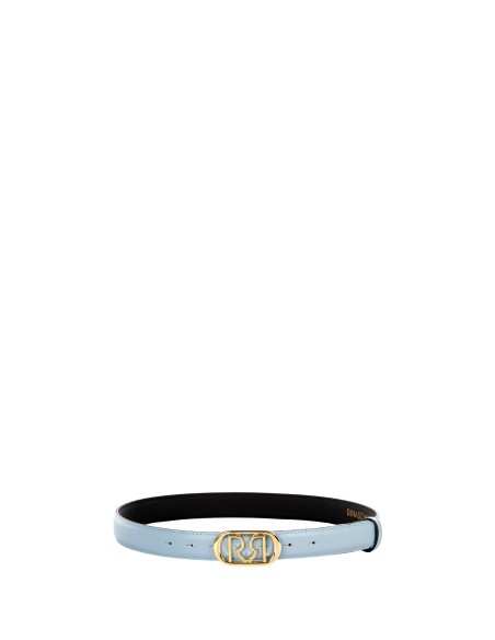 Cinto fino rígido em pele com fivela oval e logótipo Rr Rinascimento
