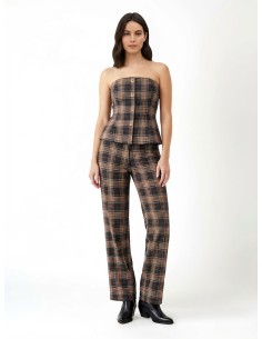 Top Justado De Corte Longo Em Tecido De Poliviscose Xadrez Rinascimento - Vestiti Firmati Life Smiles