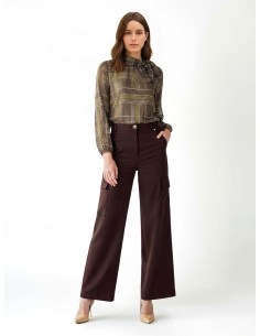 Blusa Ampla Em Georgette Xadrez Com Laço Rinascimento - Vestiti Firmati Life Smiles