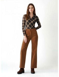 Polo Acinturada Em Tecido Jacquard Xadrez Com Gola Em Pele Sintética Rinascimento - Vestiti Firmati Life Smiles