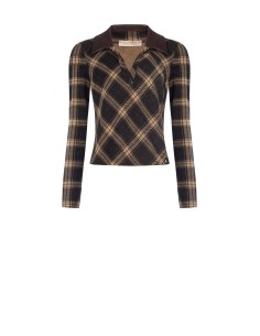 Polo Acinturada Em Tecido Jacquard Xadrez Com Gola Em Pele Sintética Rinascimento - Vestiti Firmati Life Smiles 2