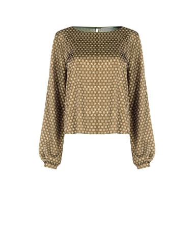 Blusa ampla em cetim com motivo geométrico Rinascimento