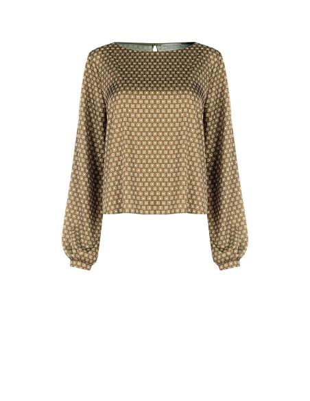 Blusa ampla em cetim com motivo geométrico Rinascimento