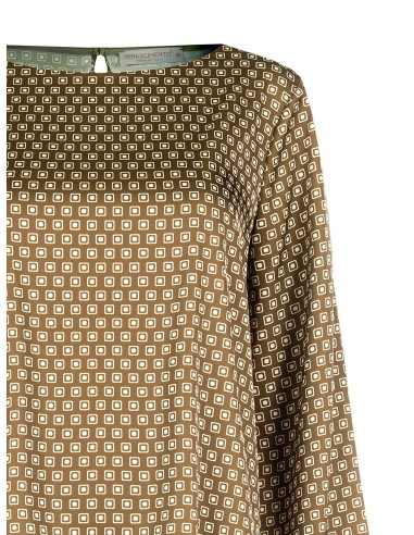 Blusa ampla em cetim com motivo geométrico Rinascimento