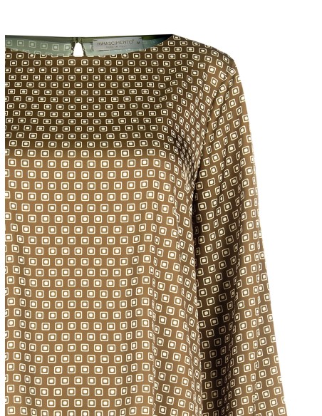 Blusa ampla em cetim com motivo geométrico Rinascimento