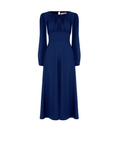 Abito Midi In Tessuto Fluido Con Scollo Impuntato Rinascimento - Ve...