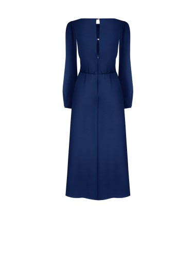 Vestido midi em tecido fluido com decote rematado a pesponto Rinascimento