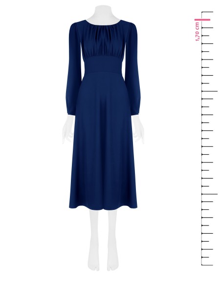 Vestido midi em tecido fluido com decote pespontado Rinascimento