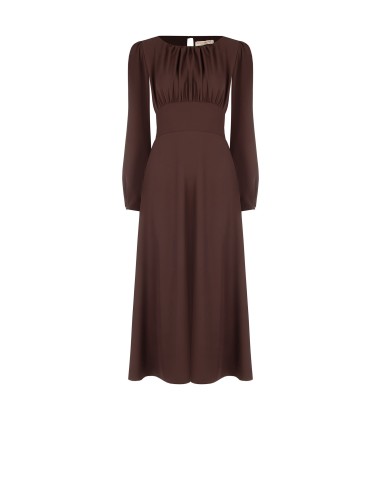 Vestido midi em tecido fluido com decote rematado por pespontos Rinascimento