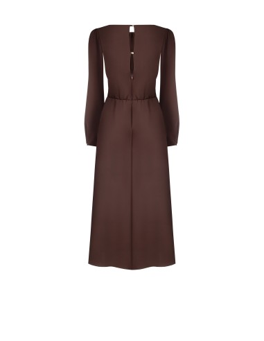 Vestido Midi em Tecido Fluido com Decote Rematado a Pesponto Rinascimento