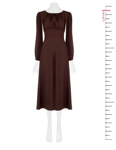 Vestido midi em tecido fluido com decote pespontado Rinascimento
