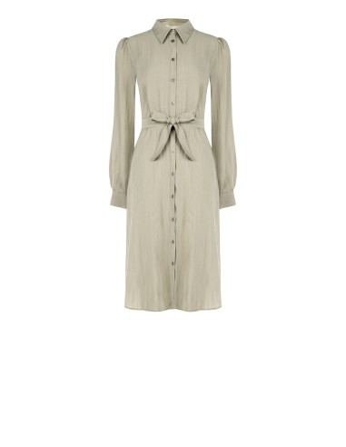 Abito Chemisier Midi In Tessuto Leggero Misto Viscosa Con Cintura C...