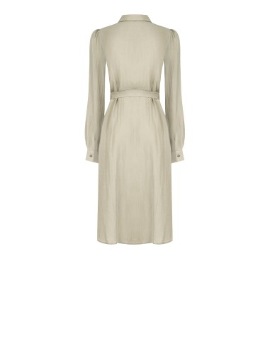 Abito Chemisier Midi In Tessuto Leggero Misto Viscosa Con Cintura C...