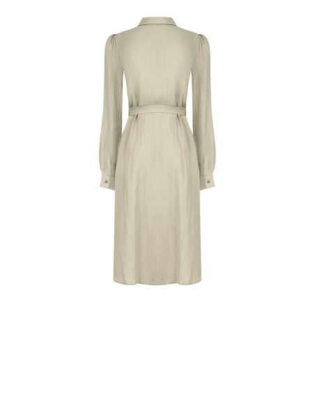 Vestido chemisier midi em tecido leve misto de viscose com cinto coordenado Rinascimento