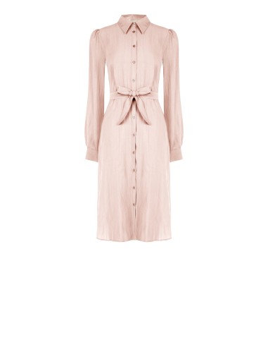 Abito Chemisier Midi In Tessuto Leggero Misto Viscosa Con Cintura C...