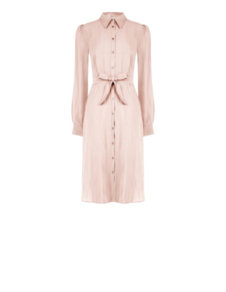 Vestido Chemisier Midi em Tecido Leve Misto de Viscose com Cinto Coordenado Rinascimento