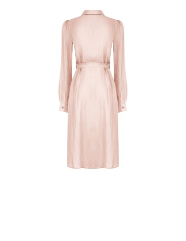 Abito Chemisier Midi In Tessuto Leggero Misto Viscosa Con Cintura C...