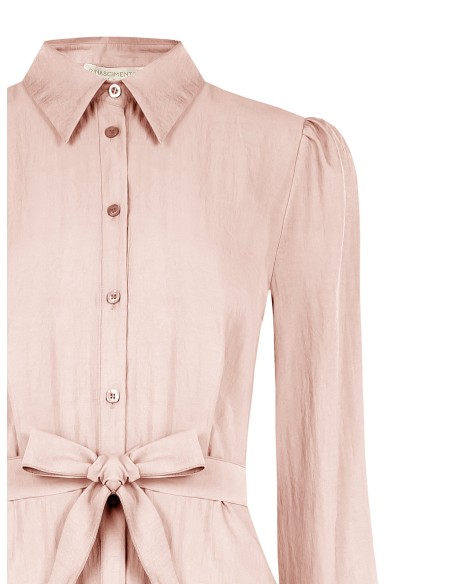 Vestido chemisier midi em tecido leve misto de viscose com cinto coordenado Rinascimento