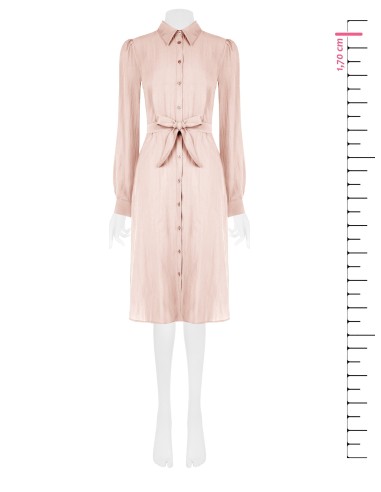 Abito Chemisier Midi In Tessuto Leggero Misto Viscosa Con Cintura C...