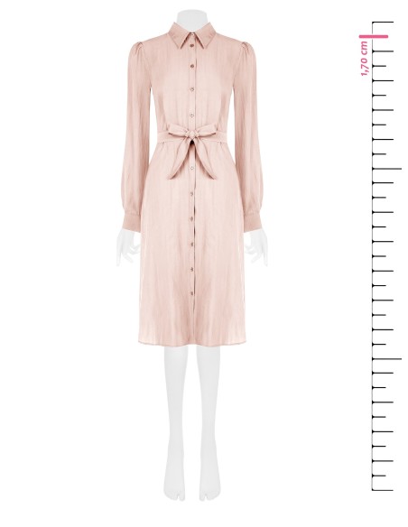 Abito Chemisier Midi In Tessuto Leggero Misto Viscosa Con Cintura C...