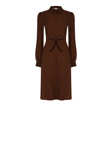 Abito Chemisier Midi In Tessuto Leggero Misto Viscosa Con Cintura C...