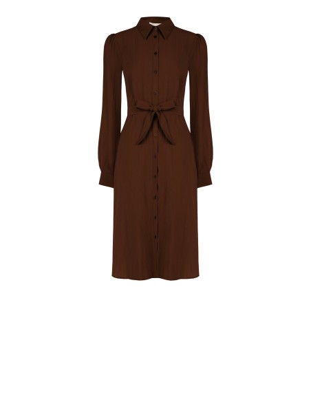 Vestido chemisier midi em tecido leve misto de viscose com cinto coordenado Rinascimento