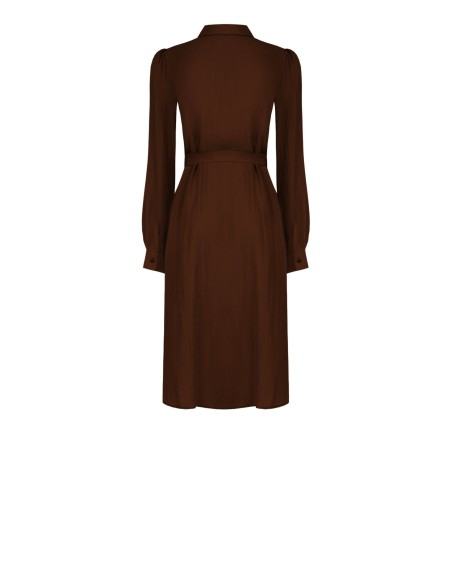 Vestido chemisier midi em tecido leve misto de viscose com cinto coordenado Rinascimento