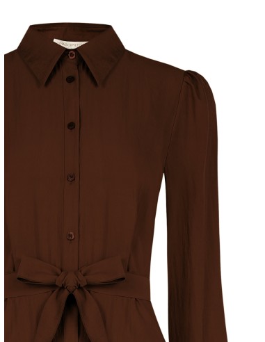 Vestido chemisier midi em tecido leve misto de viscose com cinto coordenado Rinascimento