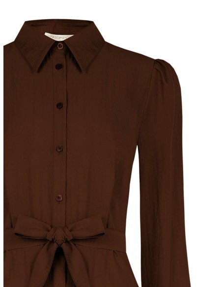 Abito Chemisier Midi In Tessuto Leggero Misto Viscosa Con Cintura C...