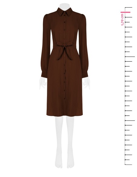 Vestido chemisier midi em tecido leve misto de viscose com cinto coordenado Rinascimento