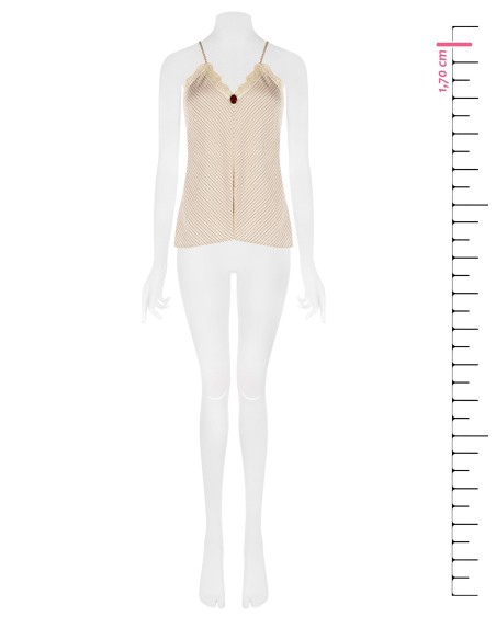 Top entalhado em mistura de viscose com efeito ligeiramente amarrotado, com rosa aplicada e renda Rinascimento