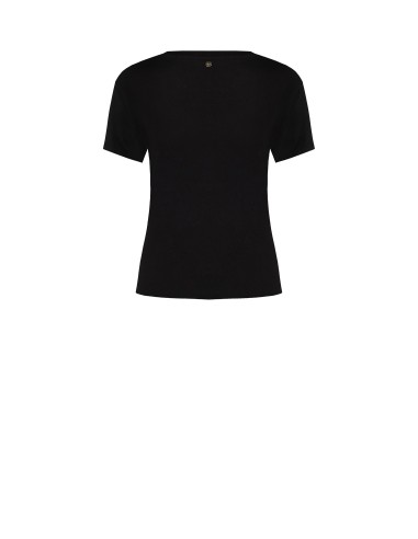 T-Shirt Regular em Algodão com Strass no Decote Redondo Rinascimento